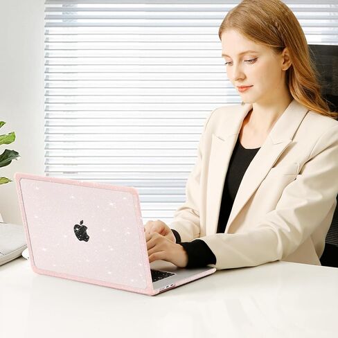 MOSISO Compatible with MacBook Air 15 inch Case 2025 2024 2023 M4 A3241 M3 A3114 M2 A2941,Anti-Cracking Heavy Duty Glitter Plastic Hard Case with TPU Bumper&Keyboard Cover&Screen Film, Pink in Saudi Arabia