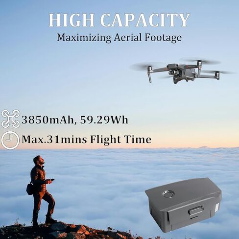 Mavic 2 Pro Battery, 2 Pack 3850mAh-15.4V Intelligent Flight Drone Battery Replacement for DJI Mavic 2 Pro/Zoom/Enterprise/Advanced in Saudi Arabia