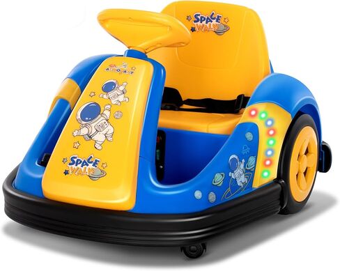 سيارة ممتصة للصدمات 12 فولت للأطفال الصغار مع عجلة كبيرة، سيارة ركوب للأطفال تدور 360 درجة مع جهاز تحكم عن بعد، حزام أمان، موسيقى، أضواء LED، 3 سرعات - استرو اكسبلورر in Kuwait