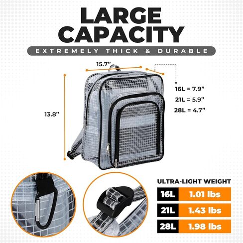 Engineer Bag -15.7 Inches Transparent Cleanroom Tool Backpack Simple Style (16 Liters) in Saudi Arabia