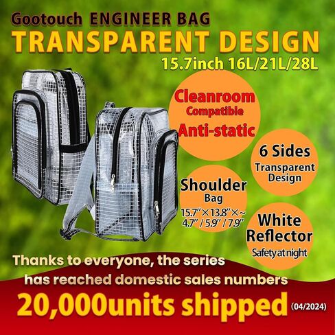 Engineer Bag -15.7 Inches Transparent Cleanroom Tool Backpack Simple Style (16 Liters) in Saudi Arabia