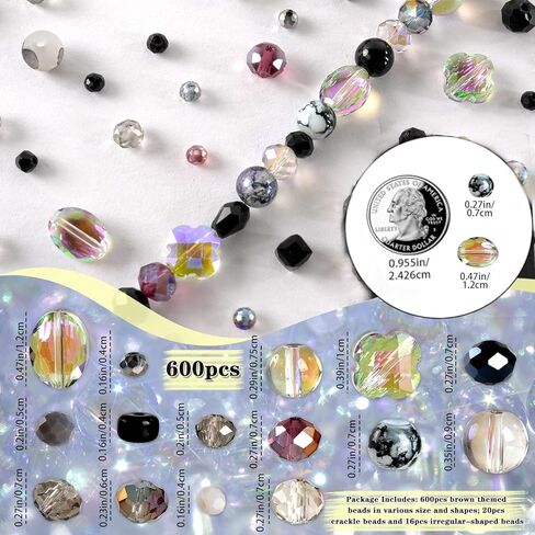 636pcs Crystal Beads for Bracelets - Colorful Rainbow Craft Crystal Beads with Loose Beads Sparkly Beads Hole Drilled DIY for Bracelets Craft Earrings Jewelry Making Supplies in Kuwait