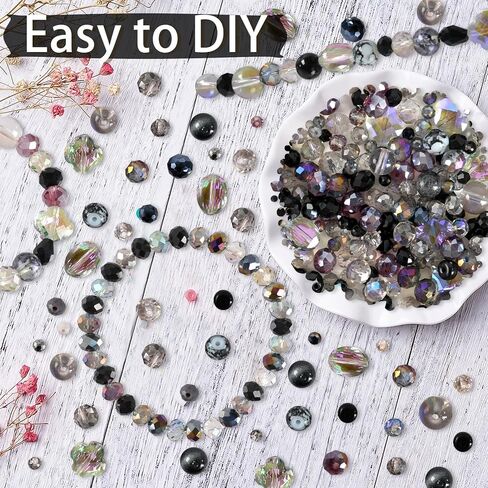 636pcs Crystal Beads for Bracelets - Colorful Rainbow Craft Crystal Beads with Loose Beads Sparkly Beads Hole Drilled DIY for Bracelets Craft Earrings Jewelry Making Supplies in Kuwait