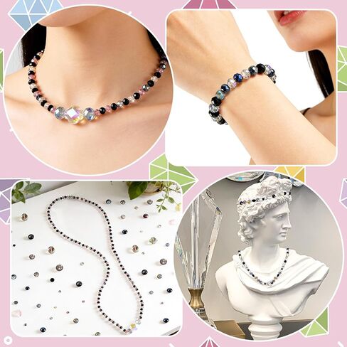 636pcs Crystal Beads for Bracelets - Colorful Rainbow Craft Crystal Beads with Loose Beads Sparkly Beads Hole Drilled DIY for Bracelets Craft Earrings Jewelry Making Supplies in Kuwait