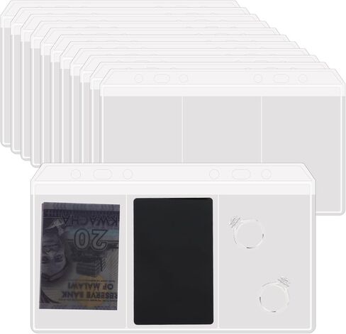 10 Pack Multi-Compartment Zippered Binder Pocket Sleeves A6 Binder Pockets Frosted Divided Zipper Money Folder Organizer Bill Pouches Insert Refill Card Page Protector Loose Leaf Bag in Saudi Arabia