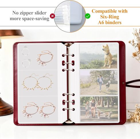 10 Pack Multi-Compartment Zippered Binder Pocket Sleeves A6 Binder Pockets Frosted Divided Zipper Money Folder Organizer Bill Pouches Insert Refill Card Page Protector Loose Leaf Bag in Saudi Arabia