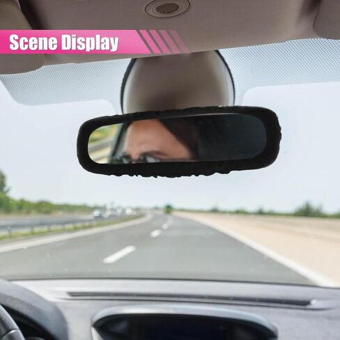 Elastic Plush Auto Rear View Mirror Protector, Universal Soft Car Rearview Mirror Dustproof Cover, Vehicle Interior Mirrors Edge Anti-scratch Decoration Accessory for Cars, Trucks (Pink) in Saudi Arabia