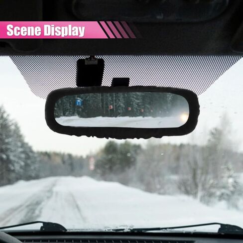 Elastic Plush Auto Rear View Mirror Protector, Universal Soft Car Rearview Mirror Dustproof Cover, Vehicle Interior Mirrors Edge Anti-scratch Decoration Accessory for Cars, Trucks (Pink) in Saudi Arabia