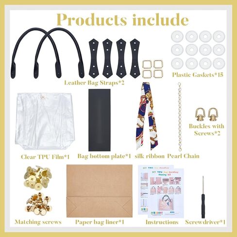WEBEEDY DIY Tote Bag Handbag Making Kit for Adults Beginners Kraft Paper Bag DIY Kit with Handbag Bottom and Handle, Handmade Purse Making for Women Birthday Christmas Party Gift, 13x10.6x4 Inch in Saudi Arabia
