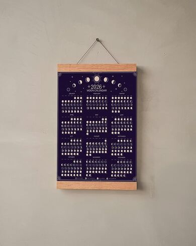 2026 Wall Calendar - Moon Phases Poster, 11 x 14 inches Hangable Full Moon Cycle Lunar Calendar, Moon Tracker Wall Art Poster, Astrology Calendar Decorations, Moon Lover Gifts (Black) in Kuwait