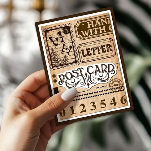 1 Sheet Clear Stamp, Number Elements Vintage Post Card Transparent Rubber Stamps Reusable Silicone Clear Stamp Seals for Card Making Decoration DIY Craft in Saudi Arabia