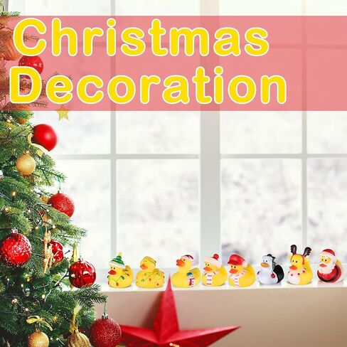 Sratte 24 Christmas Rubber Duck Bulk, Mini Santa Rubber Duck Bath Toys Assorted Xmas Party Decorations for Christmas Party Favors Stocking Stuffers Gifts for Coworkers Class (Cute Style) in Saudi Arabia