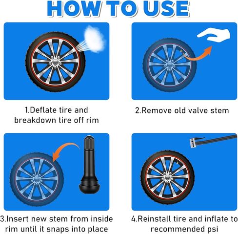 150 قطعة من سيقان صمام الإطارات بدون أنابيب مطاطية في الصمامات سيقان صمام أسود بدون أنابيب مناسبة لأنابيب السيارة بفتحات حافة 0.453 بوصة إطارات المركبات القياسية (TR412، TR413، TR414) in Saudi Arabia