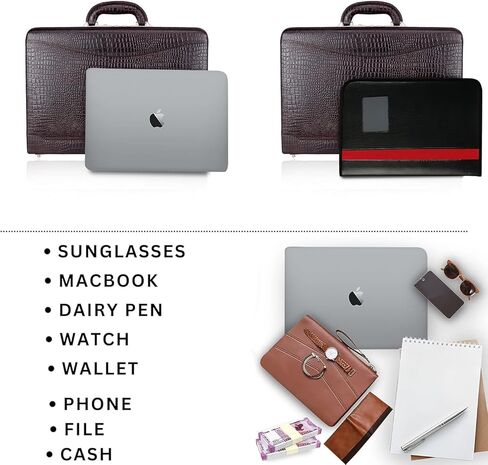 Full Grain Leather Briefcase Attache For Unisex Size L18 * W5 * H12 IN Expandable Italian Lock Briefcase in Saudi Arabia