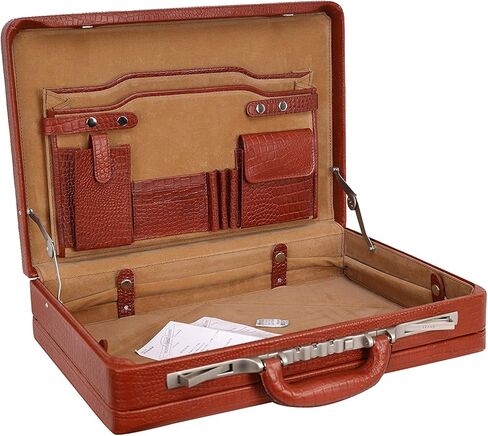 Full Grain Leather Briefcase Attache For Unisex Size L18 * W5 * H12 IN Expandable Italian Lock Briefcase in Saudi Arabia