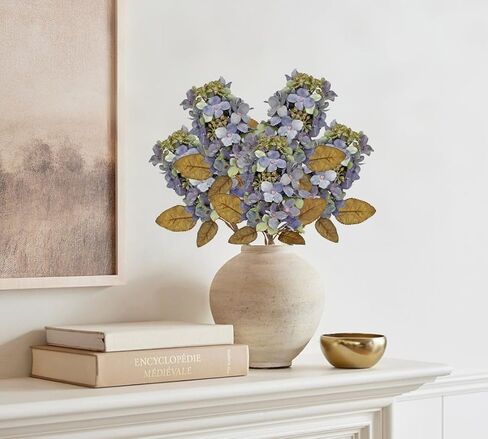 4Pcs Artificial Flowers Bouquets 23 Inch Fake Fall Flower Orange Long Stem Autumn Faux Banksia Flowers Floral Arrangements for Home Bedroom Table Wedding Party Boho Decor in Kuwait