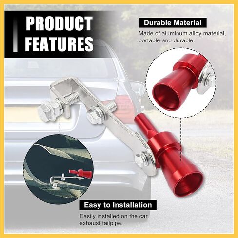 2pcs S Size Aluminum Alloy Universal Turbo Sound Exhaust Muffler Pipe Whistle Car Roar Maker Red Auto Replacement Parts in Saudi Arabia