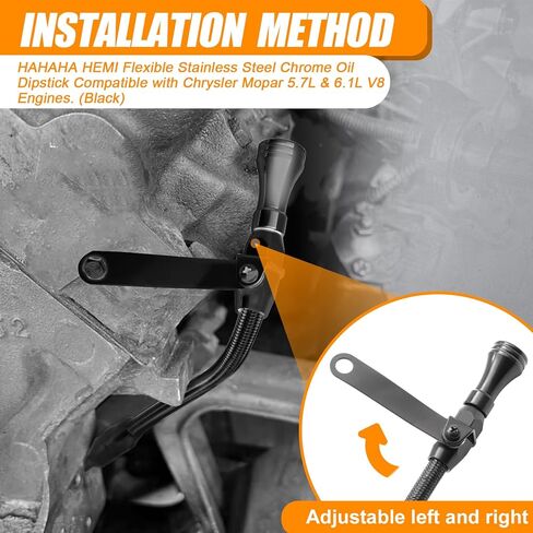 HAHAHA HEMI Flexible Stainless Steel Chrome Oil Dipstick Compatible with Chrysler Mopar 5.7L & 6.1L V8 Engines. (Black) in Saudi Arabia