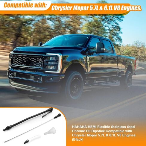 HAHAHA HEMI Flexible Stainless Steel Chrome Oil Dipstick Compatible with Chrysler Mopar 5.7L & 6.1L V8 Engines. (Black) in Saudi Arabia