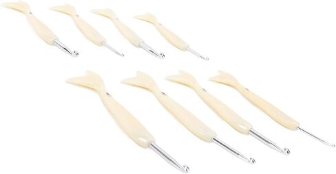 8pcs Aluminum Crochet Hooks Set (2.5mm-6.0mm) with Fish Tail Handle, Ergonomic Smoothly Grip Knitting Needles for Beginners, Professional Yarn Craft Tools for Scarf/Hat in Saudi Arabia