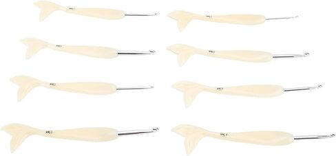 8pcs Aluminum Crochet Hooks Set (2.5mm-6.0mm) with Fish Tail Handle, Ergonomic Smoothly Grip Knitting Needles for Beginners, Professional Yarn Craft Tools for Scarf/Hat in Saudi Arabia