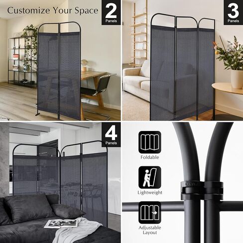 DECOLAB Freesstanding Room Divider Partition, Portable Folding Privacy Wall Panel, Home, Office, Studio, Bedroom, Adjustable Layout, 68" x 71", Knight in Saudi Arabia