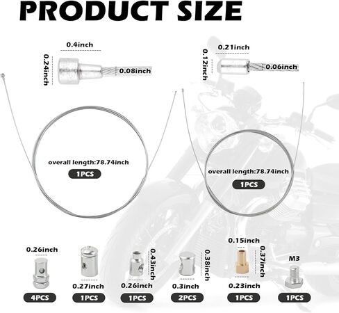 Motorcycle Throttle Cable Kit,Professional Bike Brake Cable Kit with 10PCS Connector Fittings,Durable Clutch Cables Motorcycle Replacement as Throttle Cables Repair Kits in Saudi Arabia