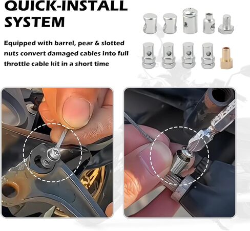 Motorcycle Throttle Cable Kit,Professional Bike Brake Cable Kit with 10PCS Connector Fittings,Durable Clutch Cables Motorcycle Replacement as Throttle Cables Repair Kits in Saudi Arabia