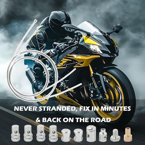 Motorcycle Throttle Cable Kit,Professional Bike Brake Cable Kit with 10PCS Connector Fittings,Durable Clutch Cables Motorcycle Replacement as Throttle Cables Repair Kits in Saudi Arabia