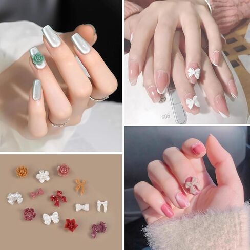 5PCS Flower Butterfly Bow Heart Resin Charms Casting Mold 3D Nail Art Charm Silicone Mold DIY Nail Art Decoration Making Tool, 5 Styles in Saudi Arabia