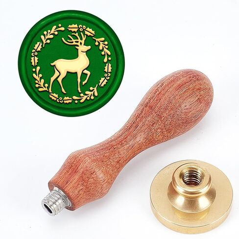 عيد الميلاد الرنة ختم الشمع ختم 0.98 بوصة عيد الميلاد الأيائل إكليل ختم الشمع ختم عيد الميلاد خمر القابلة للإزالة النحاس رئيس الخشب ختم لدعوات بطاقات مغلف هدية الديكور in Saudi Arabia