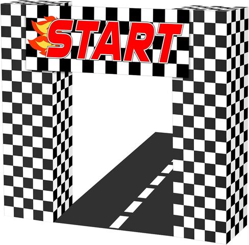 9 Pcs Race Car Birthday Party Decoration Checkered Flag Cardboard Kit Racing Theme 35.4 in Background 11.8 in Boxes Lets Go Racing Banner Photo Booth Prop for Boy Fan Baby Shower Supplies in Saudi Arabia