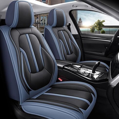 otoez Pink Car Seat Covers Full Set, 5 Seats Nappa Leather Seat Covers for Car, Breathable Automotive Front and Back Seat Protectors with Lumbar Support for Sedan SUV Truck Van, Black & Pink in Kuwait