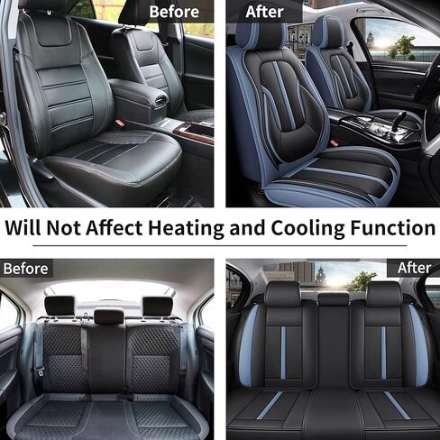 otoez Pink Car Seat Covers Full Set, 5 Seats Nappa Leather Seat Covers for Car, Breathable Automotive Front and Back Seat Protectors with Lumbar Support for Sedan SUV Truck Van, Black & Pink in Kuwait