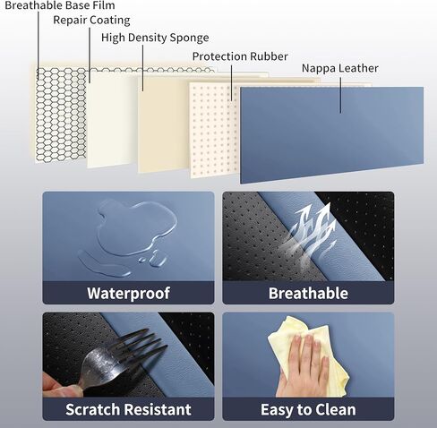 otoez Pink Car Seat Covers Full Set, 5 Seats Nappa Leather Seat Covers for Car, Breathable Automotive Front and Back Seat Protectors with Lumbar Support for Sedan SUV Truck Van, Black & Pink in Kuwait