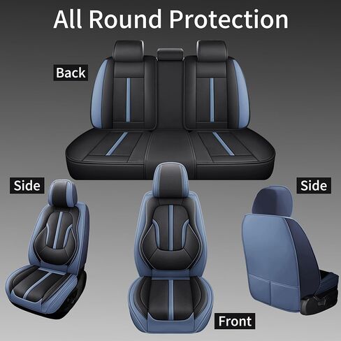 otoez Pink Car Seat Covers Full Set, 5 Seats Nappa Leather Seat Covers for Car, Breathable Automotive Front and Back Seat Protectors with Lumbar Support for Sedan SUV Truck Van, Black & Pink in Kuwait