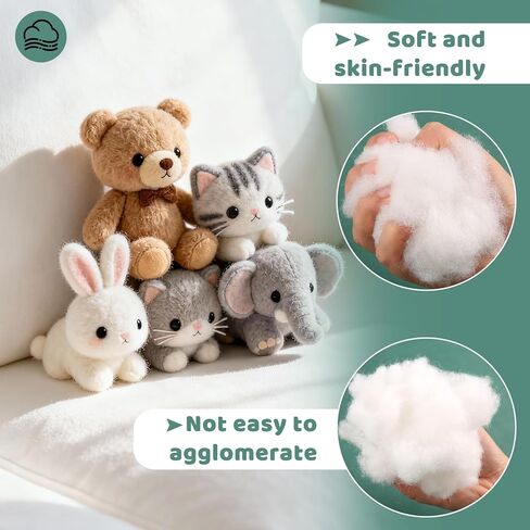 Jmuiiu 50g Polyester Fill, Premium Polyester Fiberfill, Recycled Polyester Fiber, Stuffing for Stuffed Animals, High Resilience Stuffing Fluff Fiberfill for Pillow Filling, Animals Dolls DIY in Kuwait