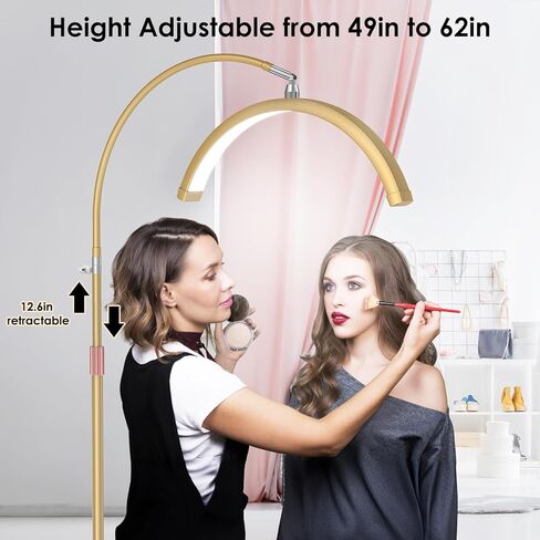 ضوء رموش، ضوء نصف قمر مرن مع حامل هاتف للعناية بالبشرة وشم الرموش والأظافر، 5 درجات حرارة ألوان وإعدادات سطوع، مصباح أرضي LED، مصباح تجميلي قابل للتعديل in Kuwait