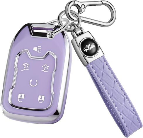 غطاء TPU ناعم لغطاء مفتاح Chevy Key Fob مع سلسلة مفاتيح، غطاء حافظة للمفاتيح حماية كاملة لملحقات GMC Suburban Tahoe Yukon Acadia Terrain Sierra 1500 2500HD 3500HD، 2016-2026، أزرق in Saudi Arabia