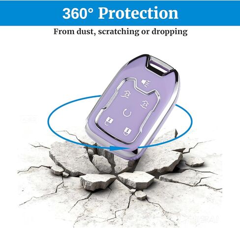 غطاء TPU ناعم لغطاء مفتاح Chevy Key Fob مع سلسلة مفاتيح، غطاء حافظة للمفاتيح حماية كاملة لملحقات GMC Suburban Tahoe Yukon Acadia Terrain Sierra 1500 2500HD 3500HD، 2016-2026، أزرق in Saudi Arabia