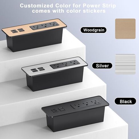 شريط طاقة مجوف مع شاحن لاسلكي بقدرة 15 وات، شريط طاقة Haiaoyyds Flush Mount مع منفذين، 2 USB، وكابل توصيل مسطح بطول 6.56 قدم، ومنفذ غائر للأثاث للدرج، وطاولة النهاية، والأريكة، والخزانة in Kuwait