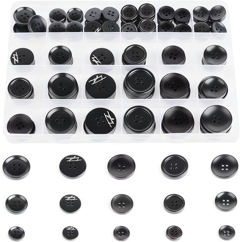 110Pcs Mixed Sewing Buttons, 4-Hole Craft Round Blazer Buttons, 5 Color 3 Size (15mm, 20mm, 25mm) Suit Coats Resin Button, Suitable for Variety Clothing Sewing, DIY Craft (Coffee Color) in Kuwait