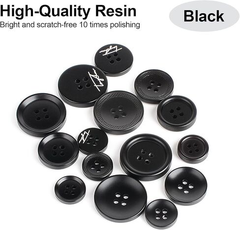 110Pcs Mixed Sewing Buttons, 4-Hole Craft Round Blazer Buttons, 5 Color 3 Size (15mm, 20mm, 25mm) Suit Coats Resin Button, Suitable for Variety Clothing Sewing, DIY Craft (Coffee Color) in Kuwait