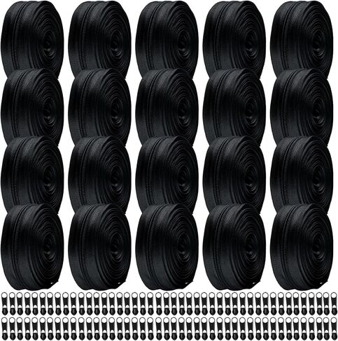 60 Yards 20 Pcs Sewing Zippers Bulk #5 Nylon Coil Zippers Assorted Zipper for Sewing with 200 Zipper Sliders for DIY Tailor Crafts Supplies (20 Color) in Kuwait