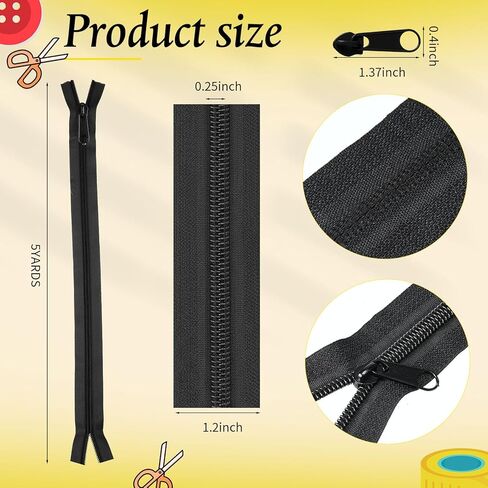 60 Yards 20 Pcs Sewing Zippers Bulk #5 Nylon Coil Zippers Assorted Zipper for Sewing with 200 Zipper Sliders for DIY Tailor Crafts Supplies (20 Color) in Kuwait