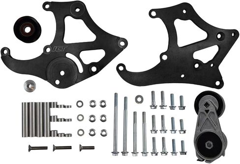ICT Billet LS Truck - Black Powdercoated Sanden 508 A/C Air Conditioner Compressor Bracket Kit LS1 LS3 LSX AC in Saudi Arabia