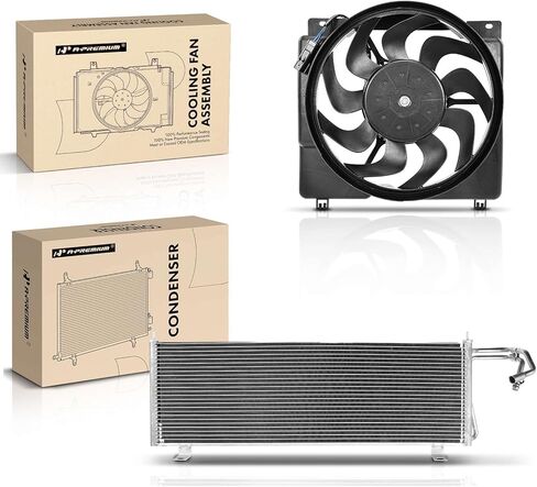 A-Premium A/C Condenser & Cooling Fan Assembly Compatible with Jeep Cherokee 1997 1998 1999 2000 2001, 4.0L, 2-PC Set in Saudi Arabia