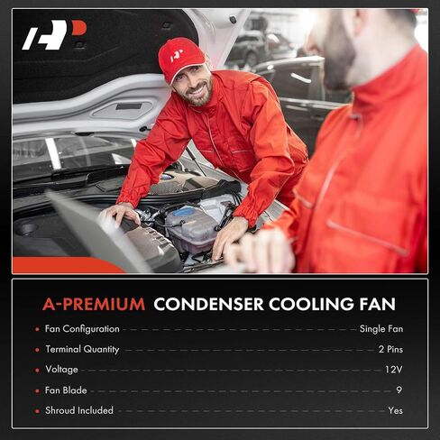 A-Premium A/C Condenser & Cooling Fan Assembly Compatible with Jeep Cherokee 1997 1998 1999 2000 2001, 4.0L, 2-PC Set in Saudi Arabia