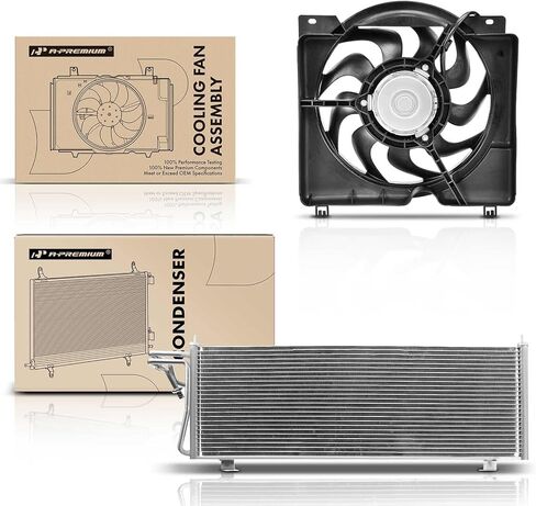 A-Premium A/C Condenser & Cooling Fan Assembly Compatible with Jeep Cherokee 1997 1998 1999 2000 2001, 4.0L, 2-PC Set in Saudi Arabia