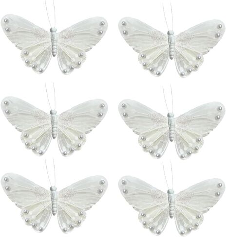 3D Pink Butterfly Wall Decor: Set of 6 Real Feather Butterflies Wall Stickers with Pearls for Girls Bedroom Baby Shower Wedding Cake Office Decor Butterfly Wall Decals for Bathroom Boho Living Room in Saudi Arabia